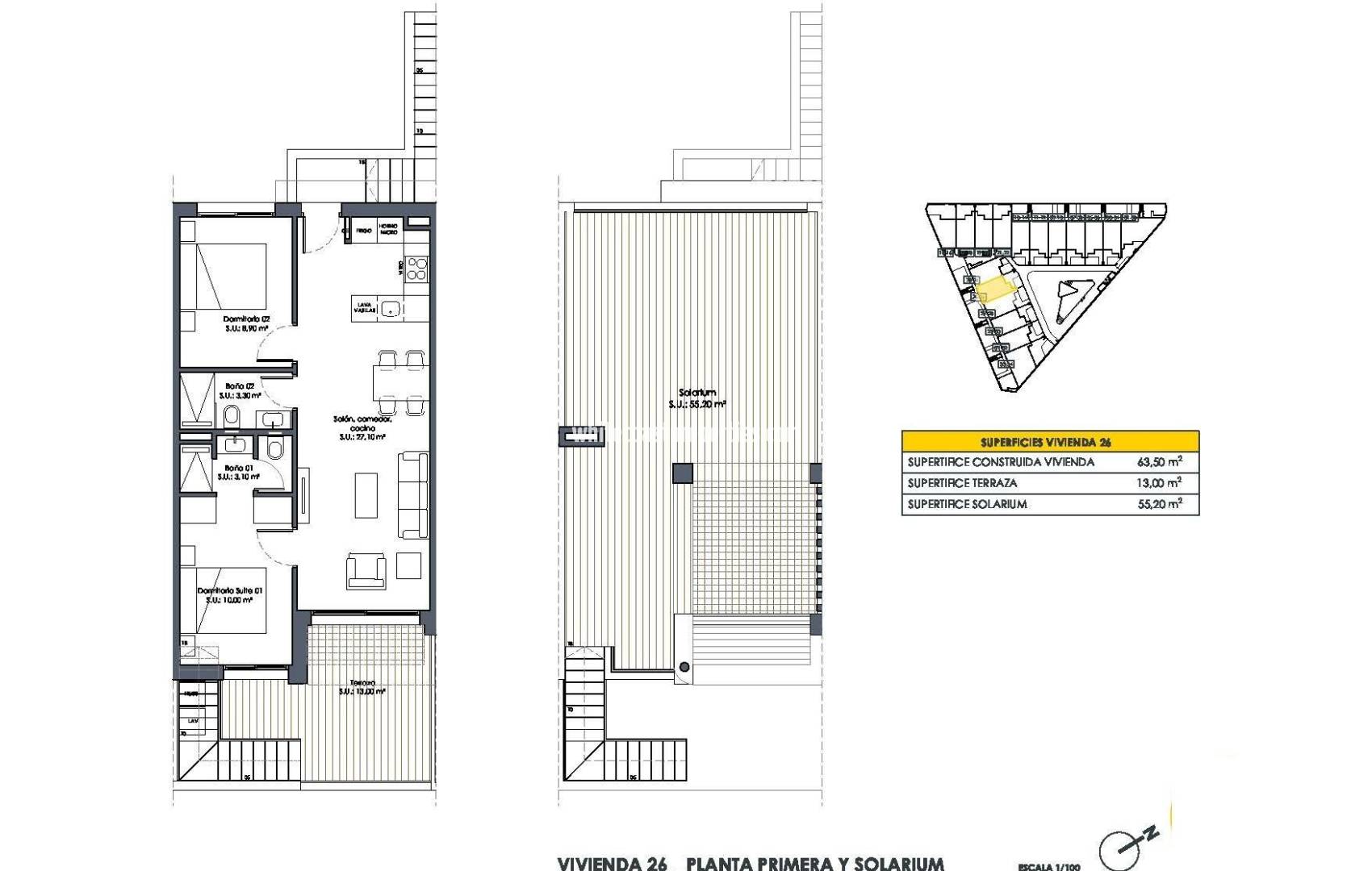 New Build - Top Floor Bungalow - San Fulgencio - Pueblo